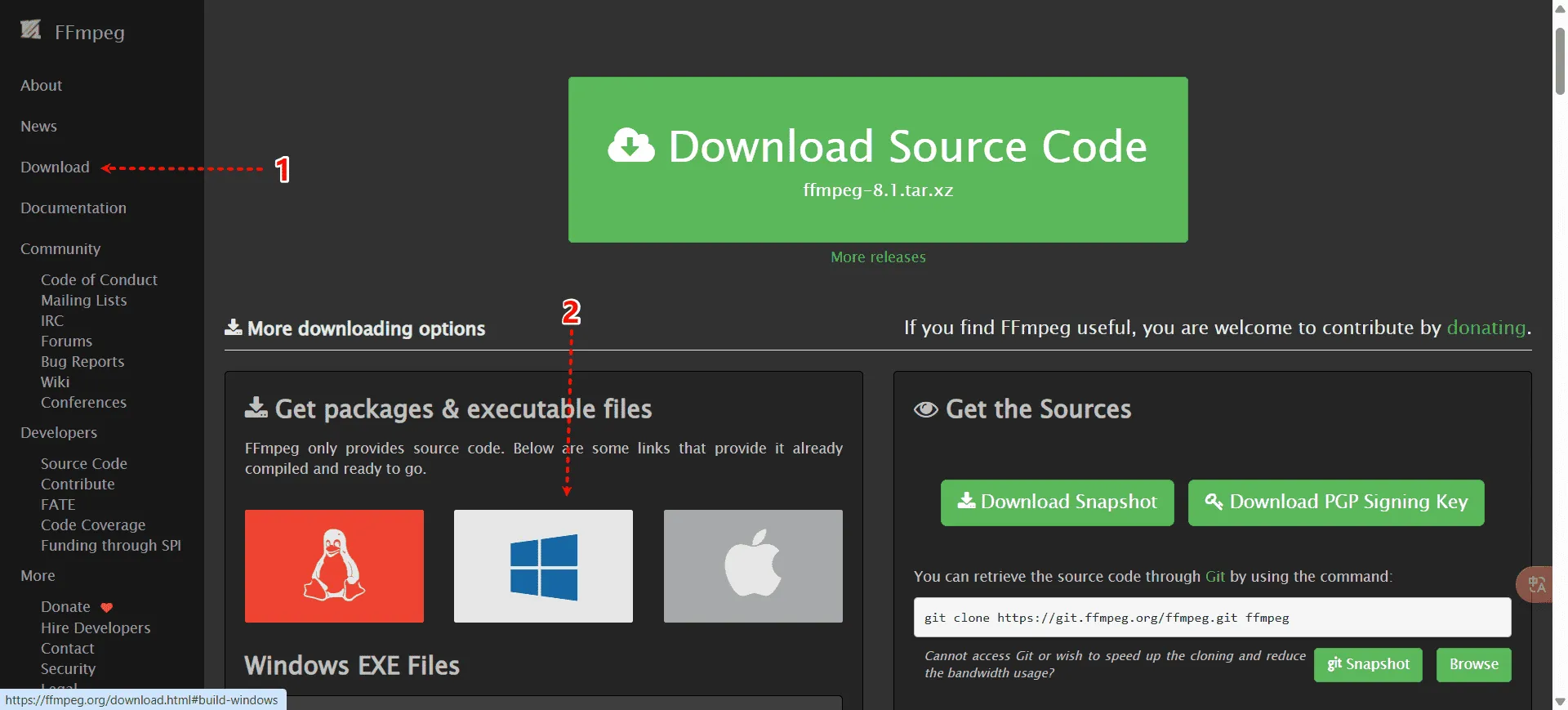 Setting FFmpeg Step 1